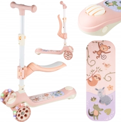 Trottinette pour enfant avec siège et moulin à vent, rose