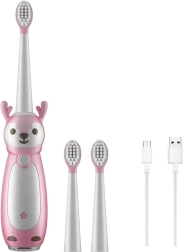 Brosse à dents électrique sonique pour enfants RENEW FORCE rose avec motif de renne