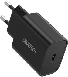 Chargeur secteur USB‑C CHOETECH 20W PD charge rapide (noir)
