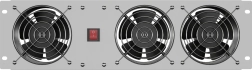 Panneau de ventilation vertical 19" 3U pour rack, trois ventilateurs, 230 V, gris