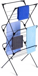 Séchoir à linge métallique pliant, noir, 61 × 58 × 136 cm