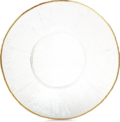 Assiette plate en verre avec bord doré 30 cm