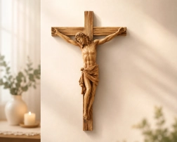 Croix suspendue avec figure de Jésus 24 × 6,5 × 36 cm
