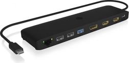 Station d’accueil USB‑C Icy Box 12‑en‑1 avec triple sortie vidéo, HDMI, DisplayPort, LAN et USB