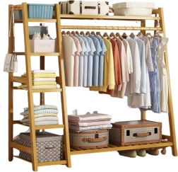 Portant en bambou avec 5 étagères – 130 cm