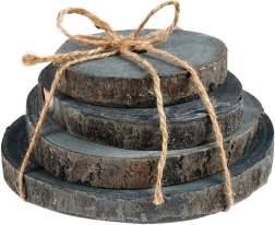 Dessous en tranches de bois, lot de 4 pièces