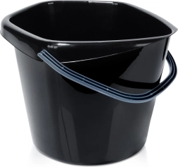 Seau en plastique noir 14 l avec bec verseur