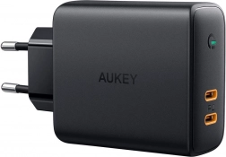 Aukey PA-D5 chargeur secteur GaN 2× USB‑C Power Delivery 63 W avec Dynamic Detect