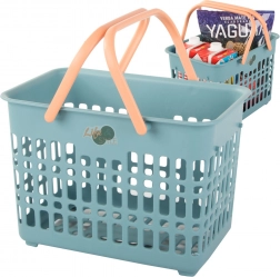 Panier de courses en plastique avec poignées rabattables