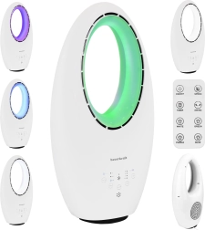 Ventilateur sur pied sans pales avec éclairage LED 60 W