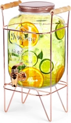 Distributeur de boissons en verre avec robinet et support doré 4,2 l Vilde