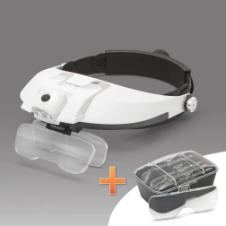 Loupe serre-tête avec éclairage LED et lentilles interchangeables