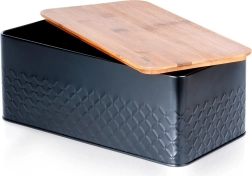 Boîte à pain en métal avec couvercle en bambou 33,5 × 18,5 × 12,5 cm