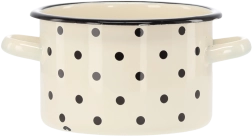 Marmite émaillée 2 l, 16 cm, blanche à pois