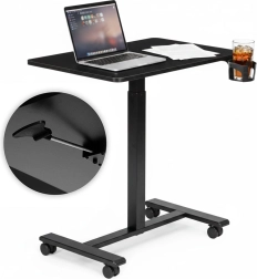 Table mobile réglable en hauteur 70 × 48 cm avec porte-gobelet, noir ModernHome