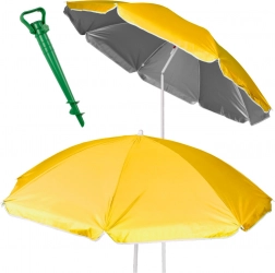 parasol de plage avec protection UV 150 cm, jaune, pliable et réglable en hauteur