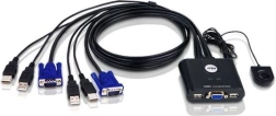 Sélecteur de ports télécommandé USB VGA à câble, 2 ports