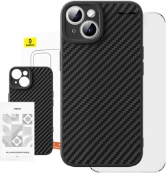 Étui en fibres synthétiques Baseus pour iPhone 15 Plus avec verre trempé