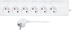 Rallonge électrique Solight avec interrupteurs individuels, 6 prises, 3 m, blanche