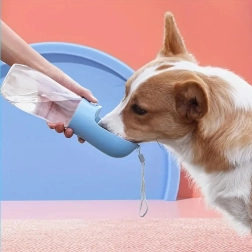 Bouteille d’eau portable pour chien et chat avec gamelle intégrée 350 ml