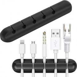 Support autocollant pour câbles de bureau, 5 fentes