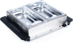 Chauffe-buffet électrique en acier inoxydable avec 2 bacs 200 W