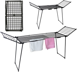 Séchoir à linge sur pied, extensible, pour balcon, 27 m, noir