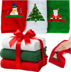 Serviettes de Noël en coton RUHHY, lot de 3 pcs 30 × 40 cm