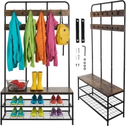 Étagère d’entrée sur pied avec porte-manteau 182 cm Ruhhy