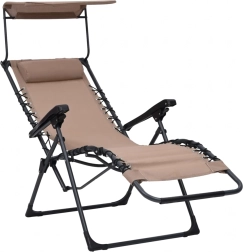 Chaise longue de jardin pliable zero gravity avec baldaquin