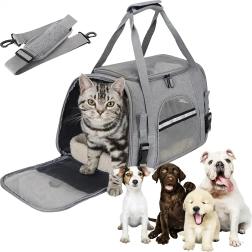 Grande caisse de transport portable pour chien, chat et petits animaux – gris