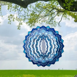 Mandala 3D suspendue – spinner éolien 12" pour jardin et intérieur