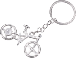 Porte-clés argenté en forme de vélo