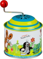 Boîte à musique à manivelle TAUPE, métal 8 cm