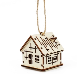 Petite maisonnette en bois avec croix et bougie LED