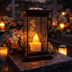 Lanterne solaire avec bougie LED 14 × 14 × 28 cm - 1 pièce