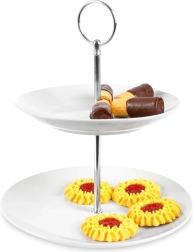 Présentoir en porcelaine à deux niveaux 21 cm