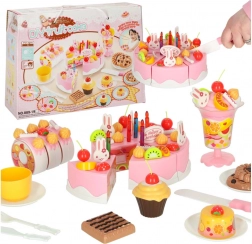 Gâteau d’anniversaire rose à découper – set pour enfants 75 pcs