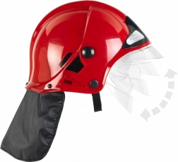 Casque de pompier pour enfants MSA avec visière relevable – rouge