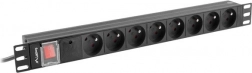 Lanberg PDU pour rack 19" 1U, 8 prises type E, 16 A, noir