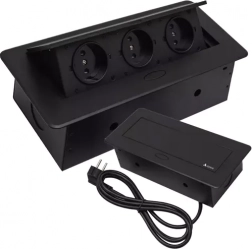 Prise triple encastrée dans le plan IZOXIS, noire