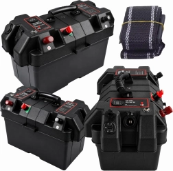 Boîtier portable pour batterie 12 V avec voltmètre et 2× USB