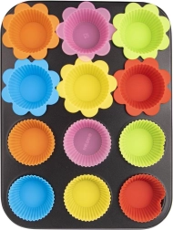 Moule à muffins avec caissettes en silicone 12 pcs