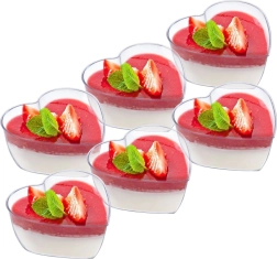 Coupelles dessert en forme de cœur 120 ml, 6 pcs