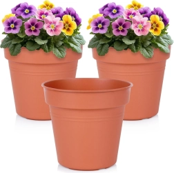 Pot de fleurs de jardin en plastique rond 17 cm, lot de 3 pièces