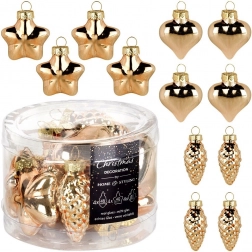 Décorations de Noël en verre doré 4–4,5 cm, set de 12 pièces