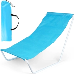 Chaise longue de plage pliable avec sac, bleu