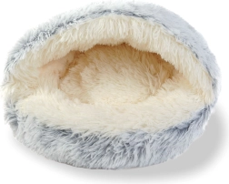 Panier rond en peluche pour chats 50 cm gris