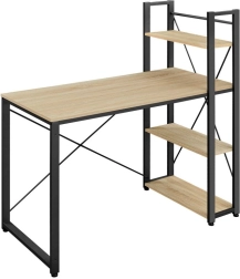 Bureau informatique avec quatre étagères et pieds réglables, chêne Sonoma