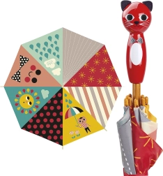 Parapluie coloré pour enfants avec poignée en forme de chat